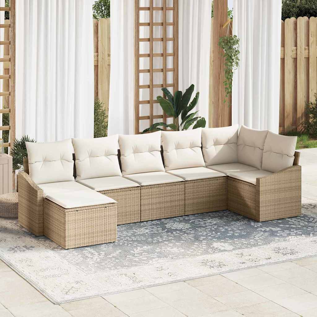 Kerti Kanapé Szett párnával 7 pcs Beige és krém polirattan