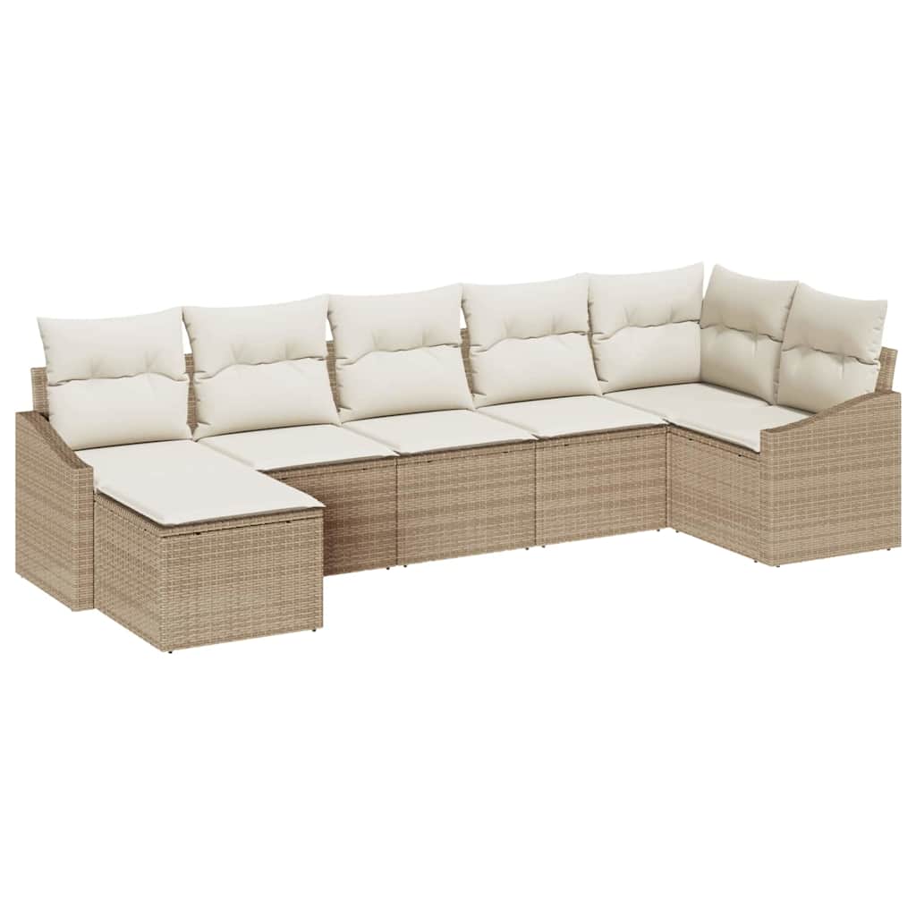 Kerti Kanapé Szett párnával 7 pcs Beige és krém polirattan