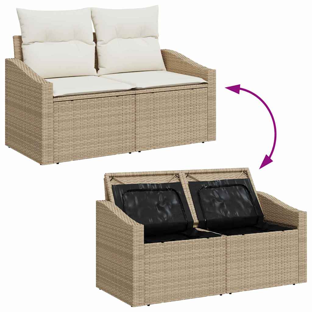 Kerti Kanapé Szett párnával 7 pcs Beige és krém polirattan