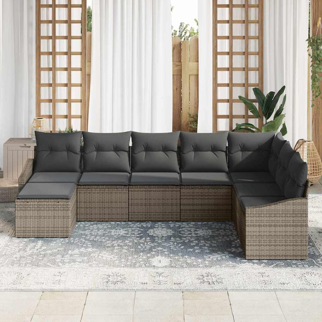 Kerti Kanapé Szett párnával tárolóval 8 pcs Szürke polirattan