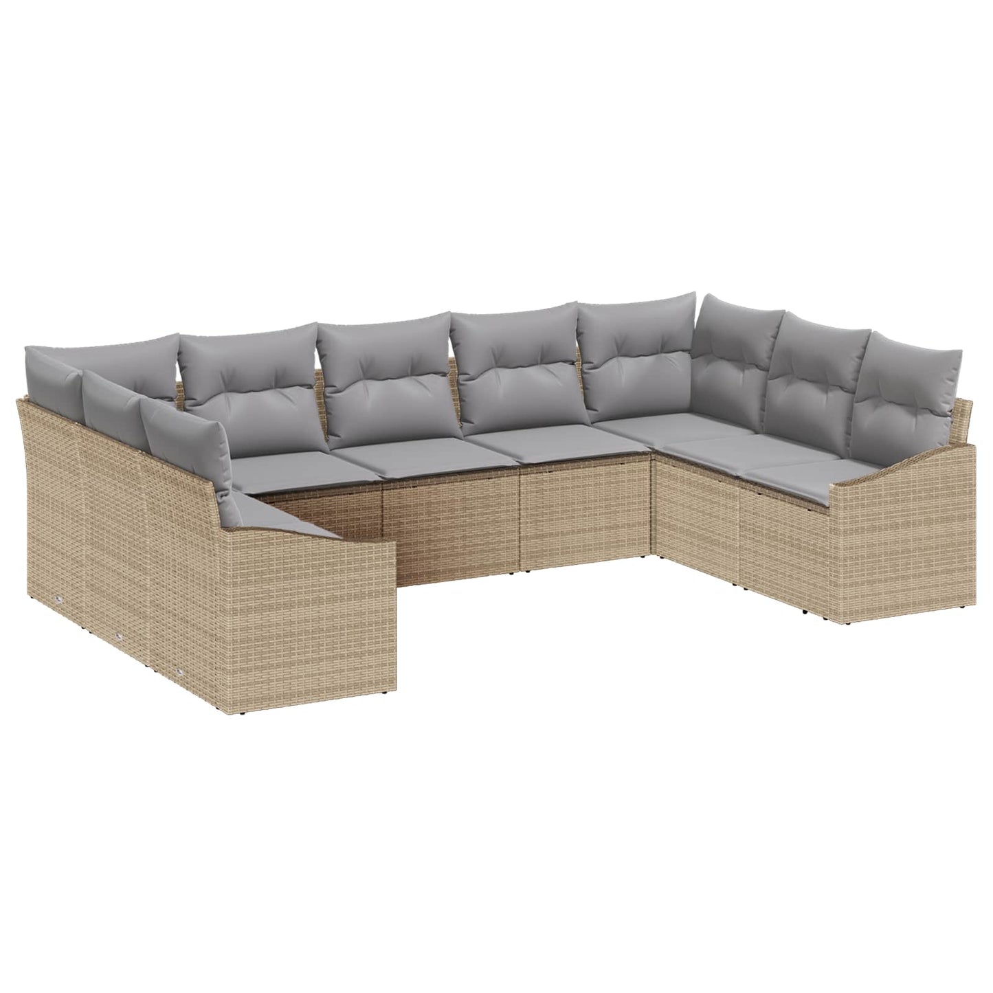 Kerti Kanapé Szett 9 pcs Beige és Világosszürke polirattan