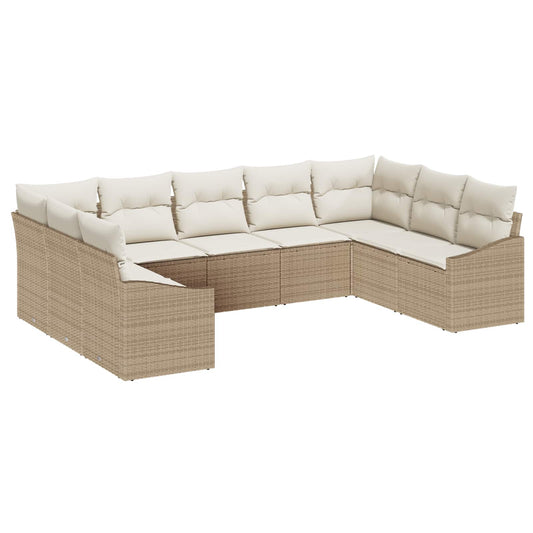 Kerti Kanapé Szett tárolóval 9 pcs Beige és krém polirattan