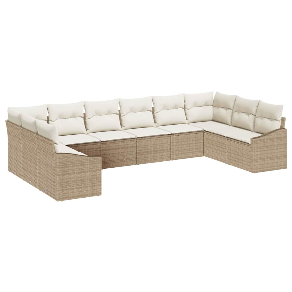 Kerti Kanapé Szett tárolóval 10 pcs Beige és krém polirattan