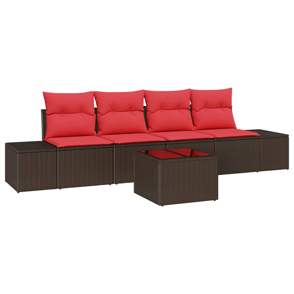 Kerti Kanapé Szett 5 db Beige és Piros polirattan