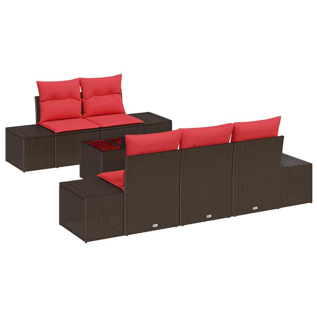 Kerti Kanapé Szett 6 db Beige és Piros polirattan
