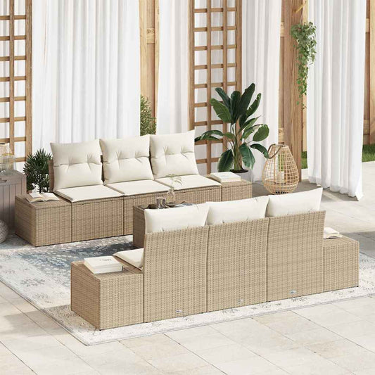 Kerti Kanapé Szett párnával 8 pcs Beige és krém polirattan