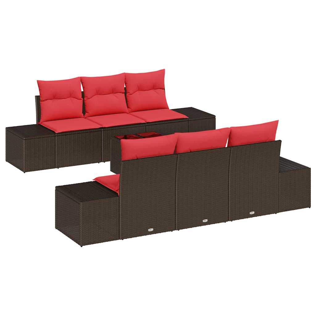 Kerti Kanapé Szett 8 db Beige és Piros polirattan