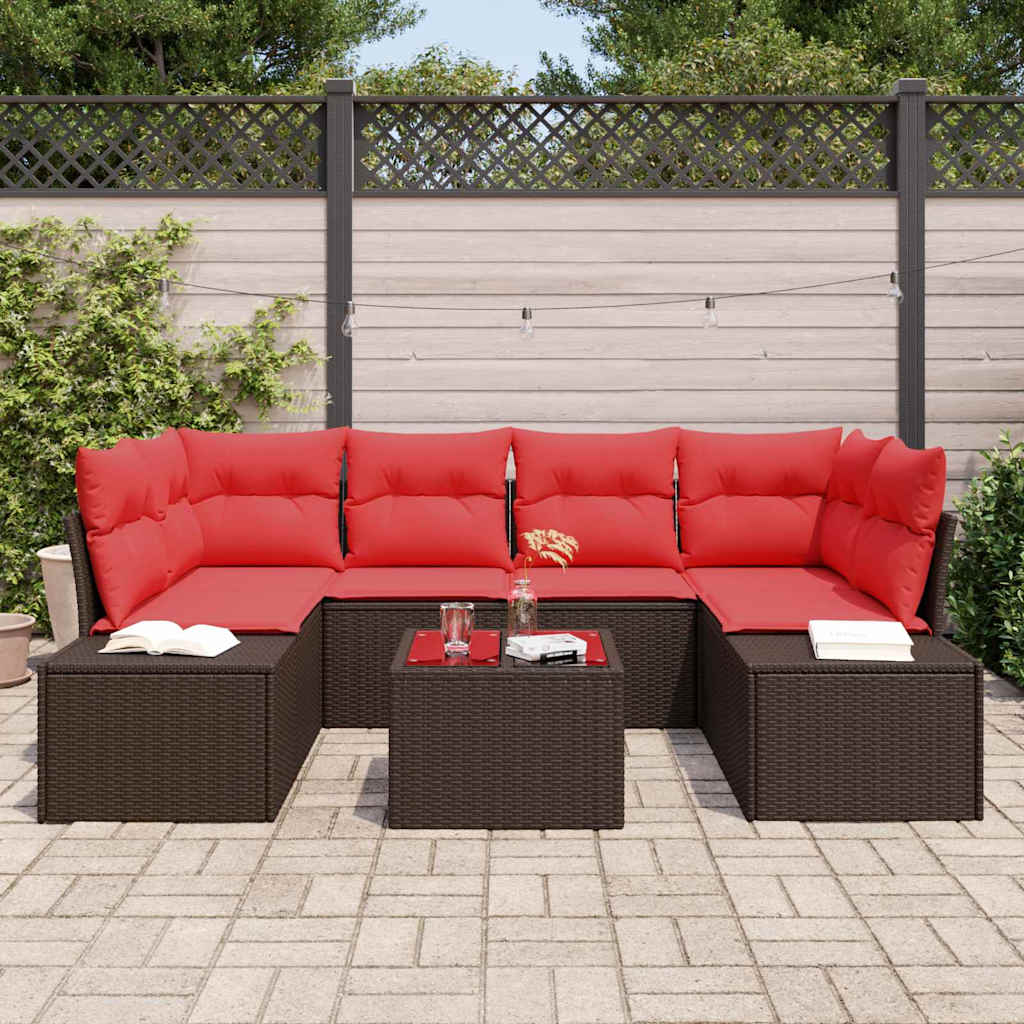 Kerti Kanapé Szett 8 db Beige és Piros polirattan