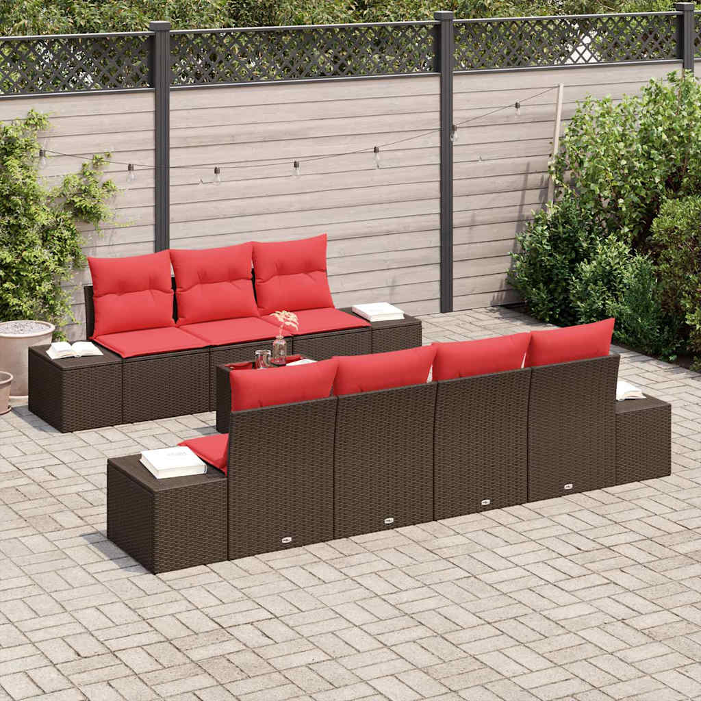 Kerti Kanapé Szett 8 db Beige és Piros polirattan