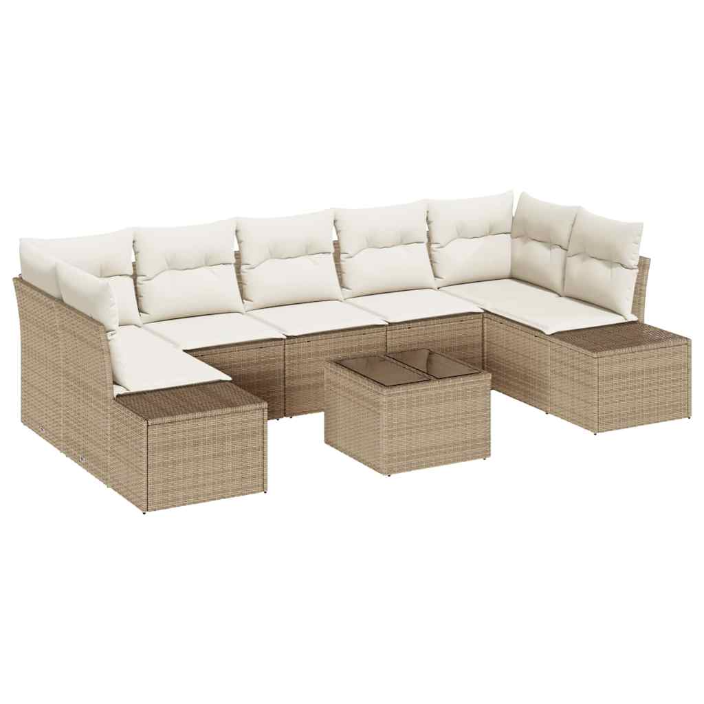 Kerti Kanapé Szett párnával 8 pcs Beige és krém polirattan