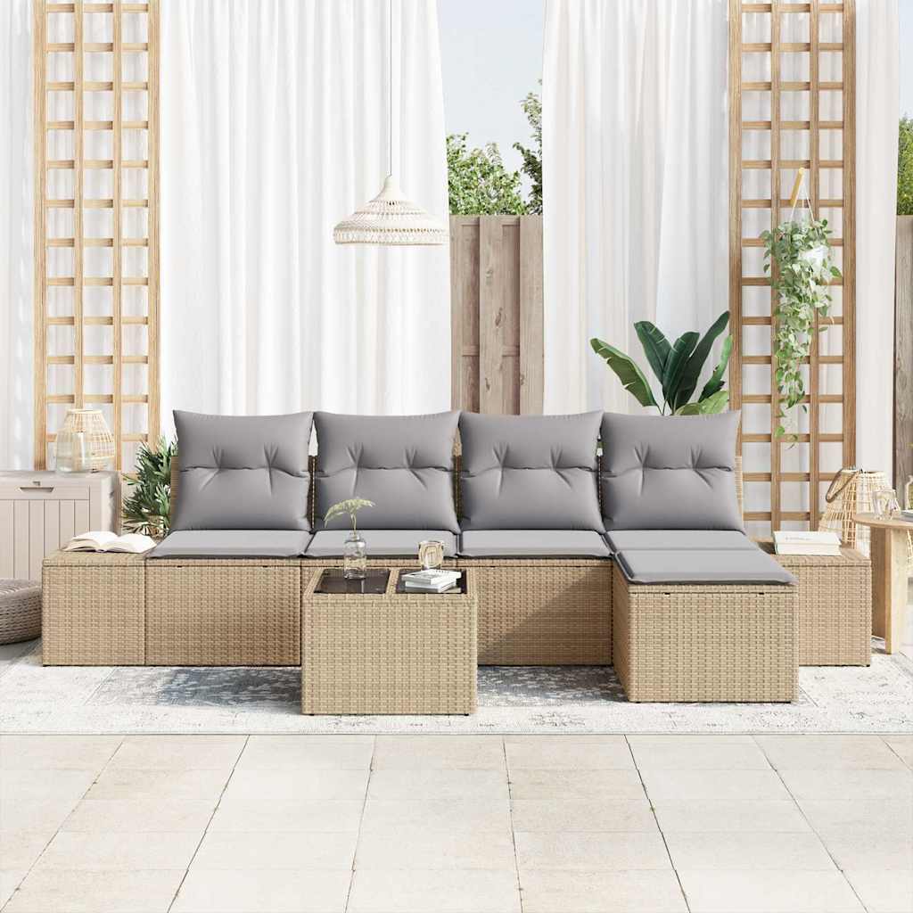 Kerti Kanapé Szett 5 pcs Beige és Világosszürke polirattan