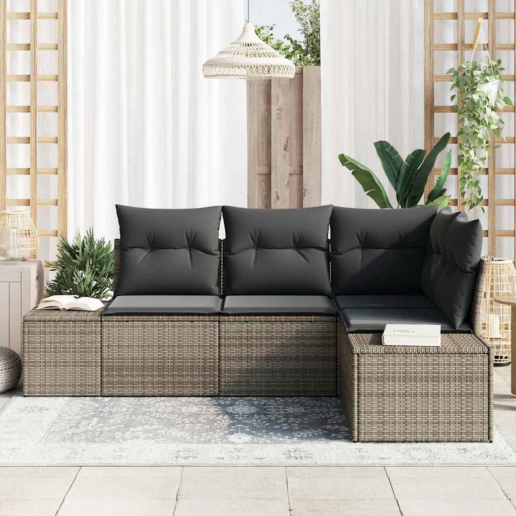 Kerti Kanapé Szett tárolóval 4 pcs Szürke polirattan
