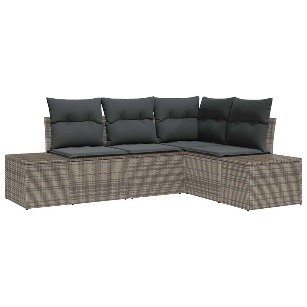 Kerti Kanapé Szett tárolóval 4 pcs Szürke polirattan