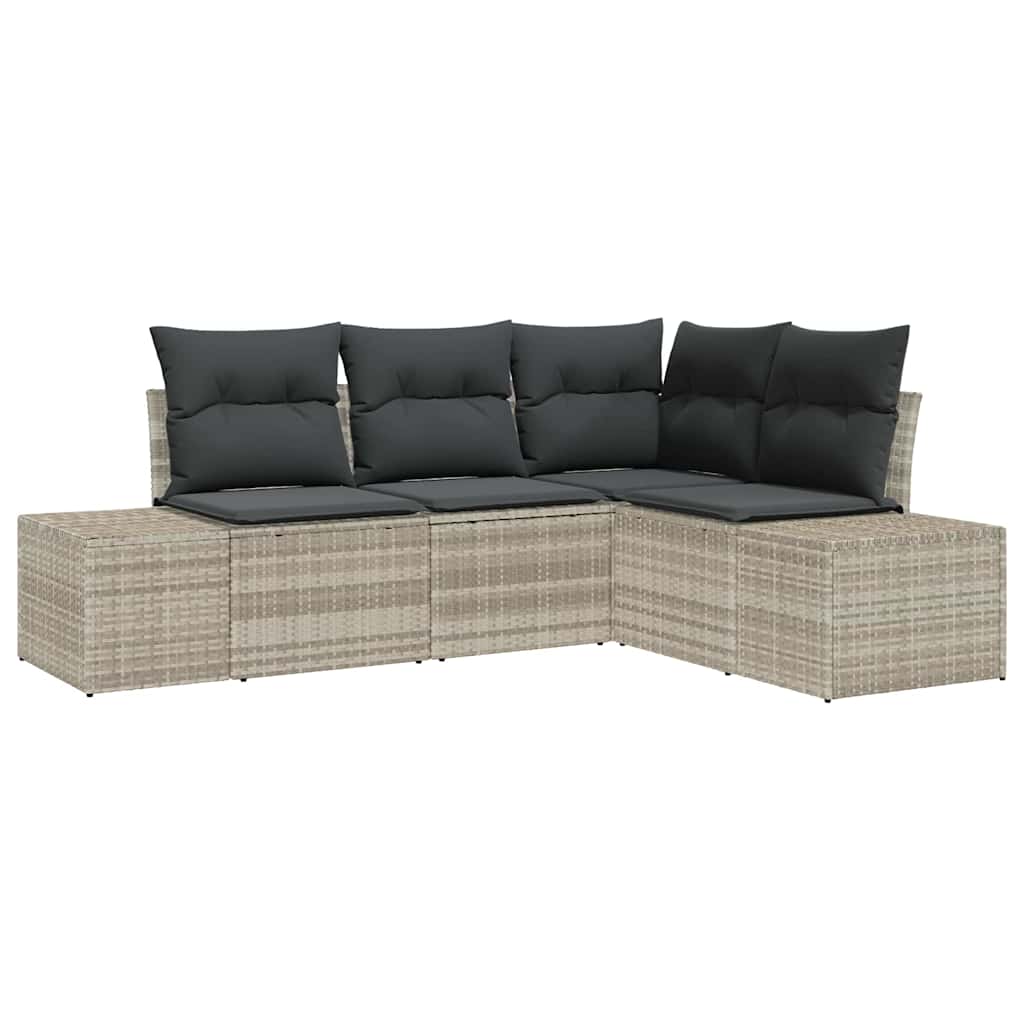 Kerti Kanapé Szett tárolóval 4 pcs Világosszürke polirattan