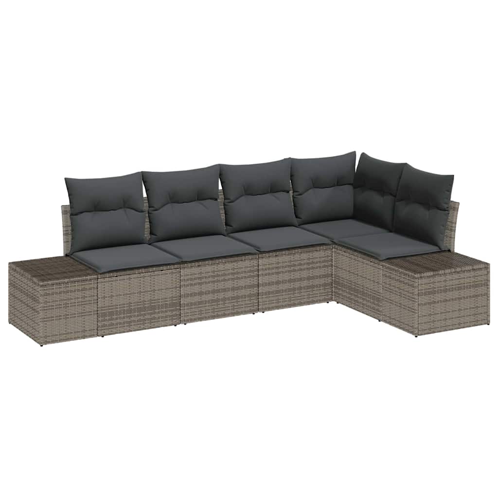 Kerti Kanapé Szett tárolóval 5 pcs Szürke polirattan