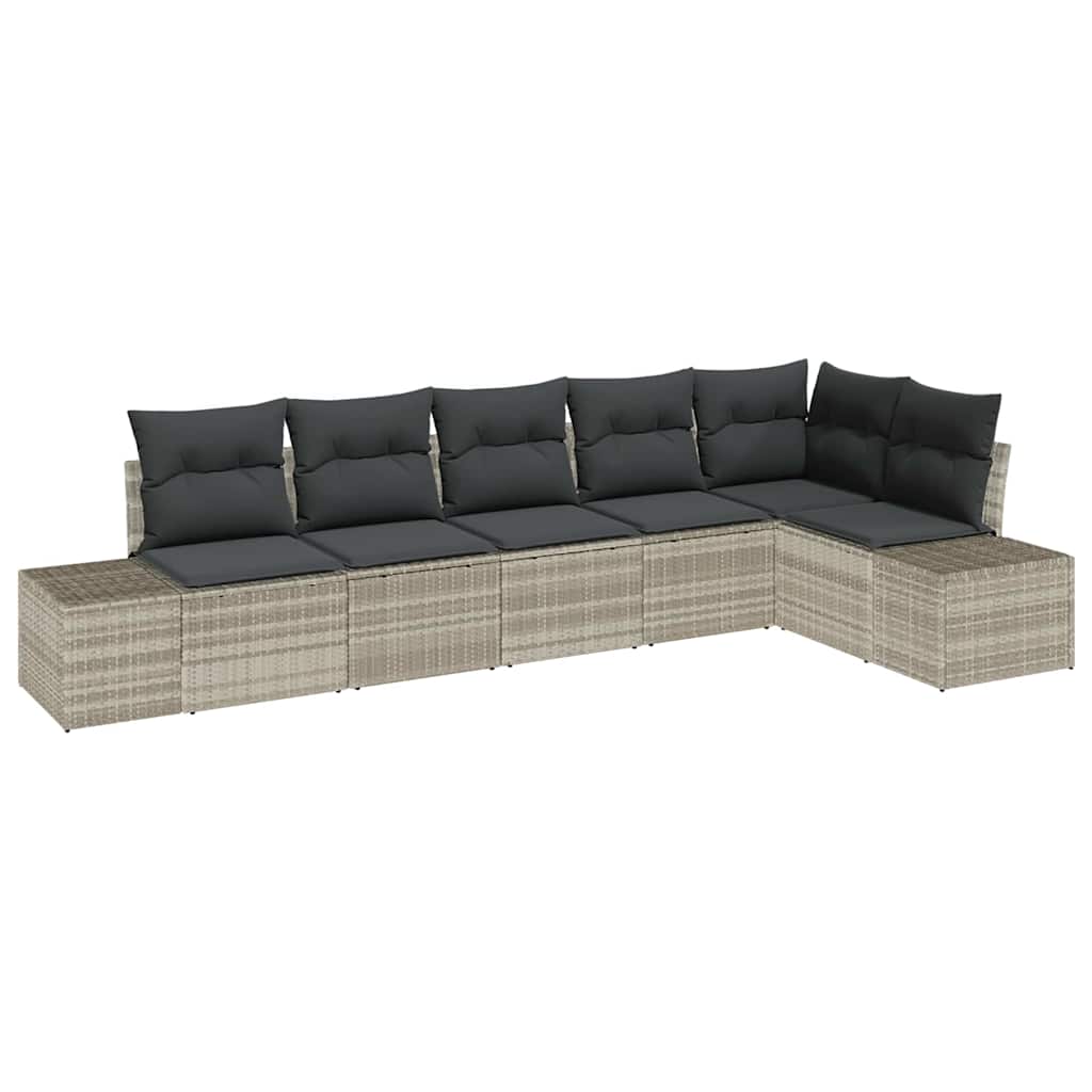 Kerti Kanapé Szett tárolóval 6 pcs Világosszürke polirattan