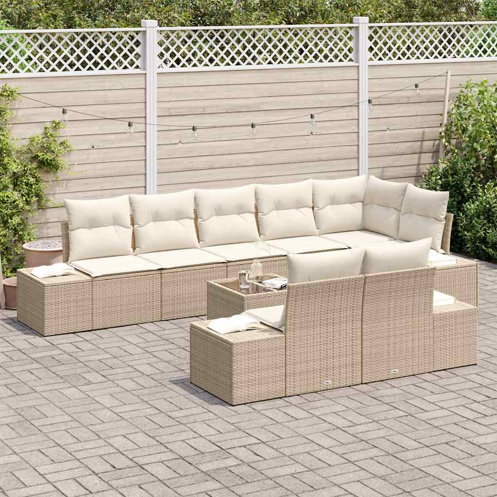 Kerti Kanapé Szett tárolóval Beige és krém Poli rattan