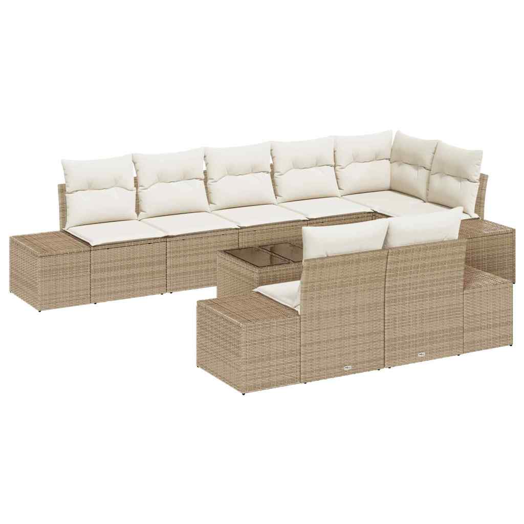 Kerti Kanapé Szett tárolóval Beige és krém Poli rattan