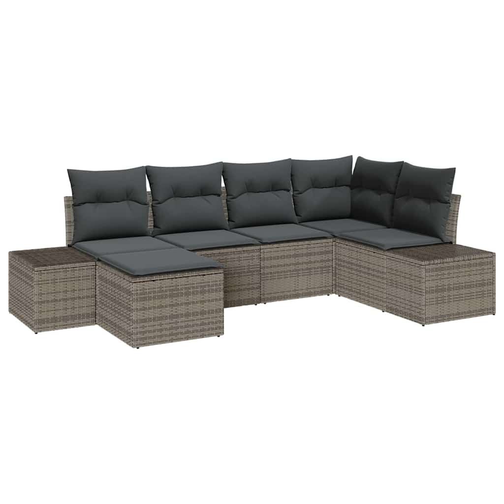 Kerti Kanapé Szett párnával tárolóval 6 pcs Szürke polirattan
