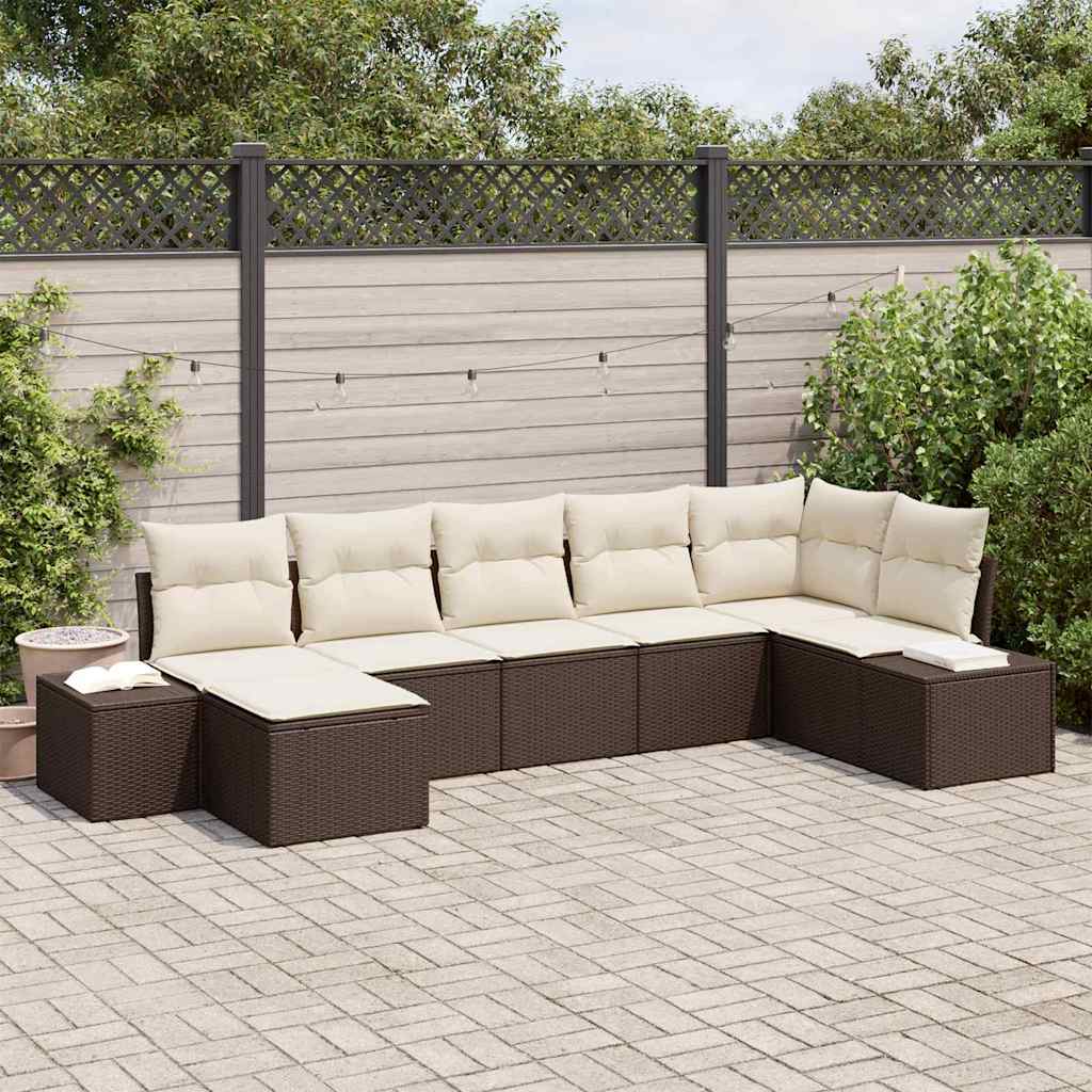 Kerti Kanapé Szett párnával tárolóval 7 pcs Barna Poli rattan