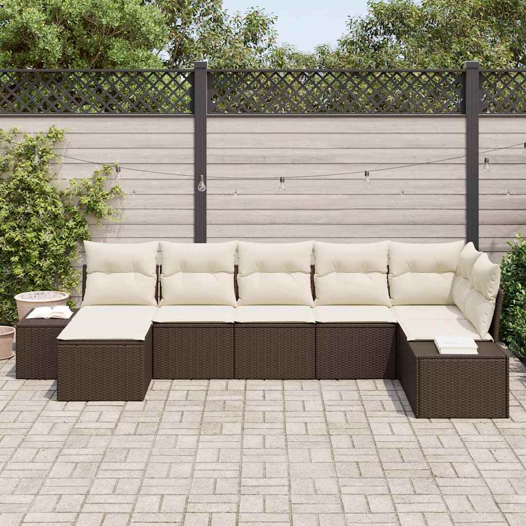 Kerti Kanapé Szett párnával tárolóval 7 pcs Barna Poli rattan