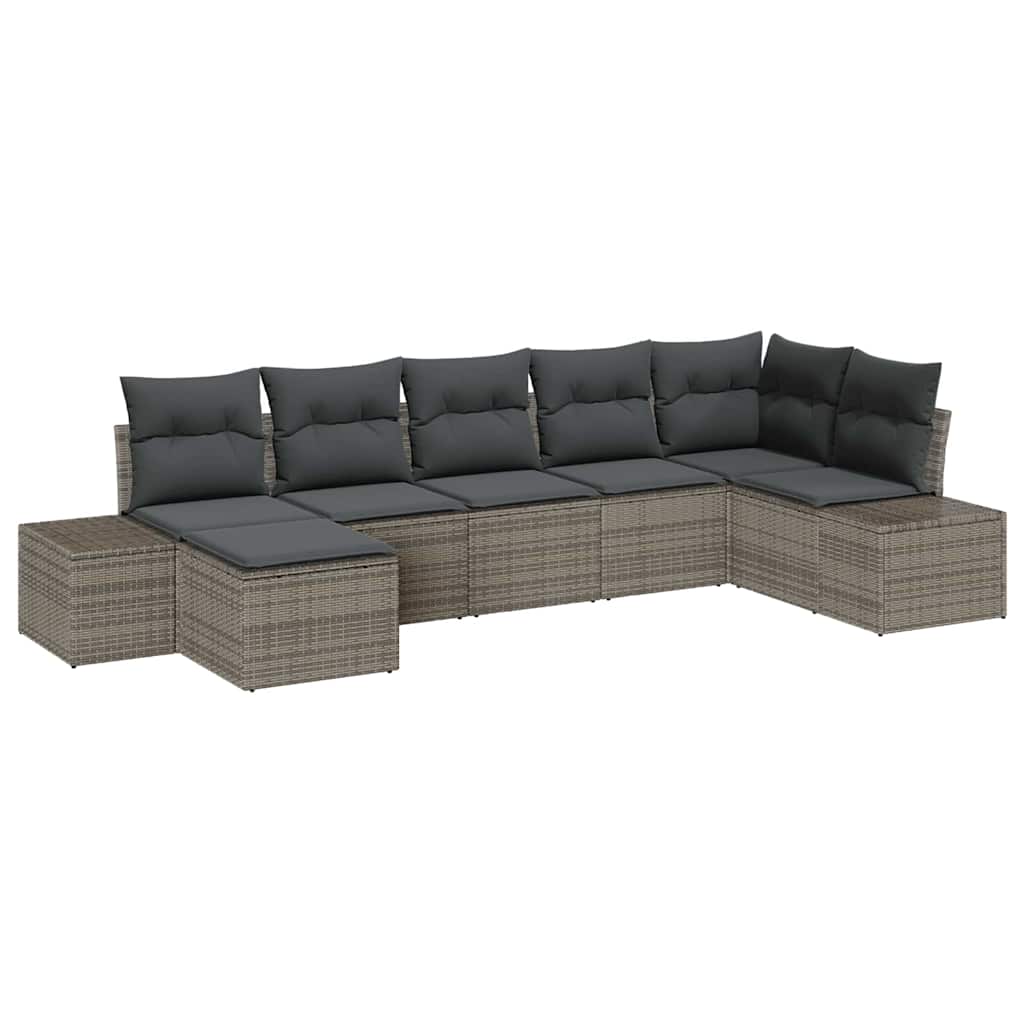 Kerti Kanapé Szett párnával tárolóval 7 pcs Szürke Poli rattan