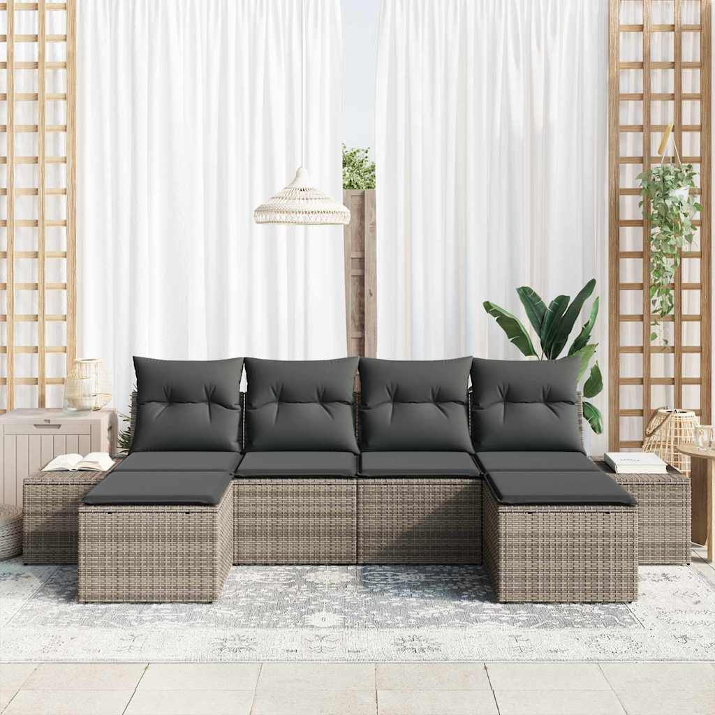 Kerti Kanapé Szett párnával tárolóval 4 pcs Szürke polirattan