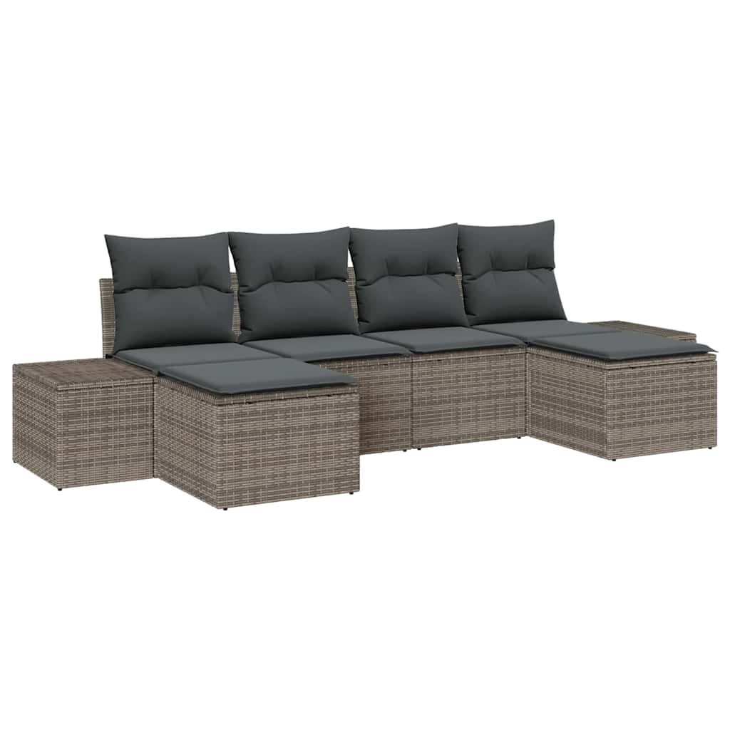 Kerti Kanapé Szett párnával tárolóval 4 pcs Szürke polirattan