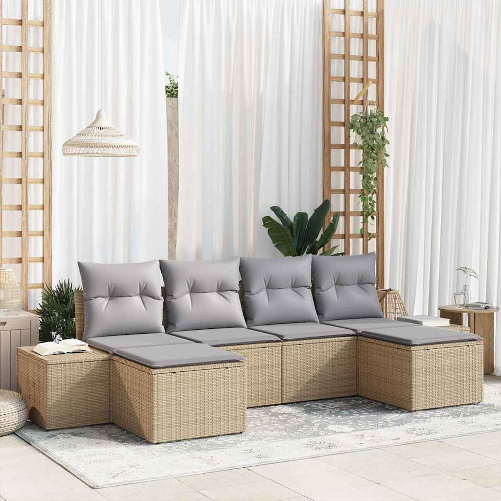 Kerti Kanapé Szett 4 pcs Beige és Világosszürke polirattan
