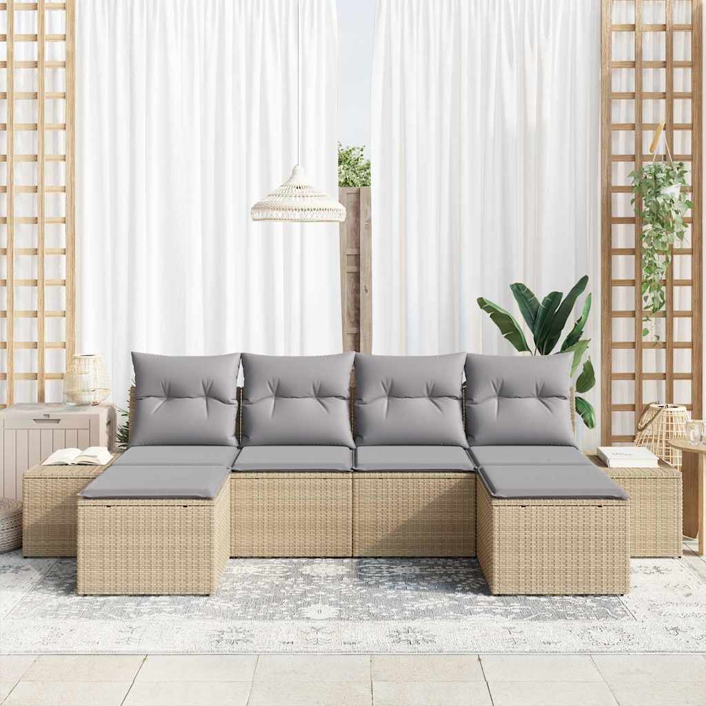 Kerti Kanapé Szett 4 pcs Beige és Világosszürke polirattan