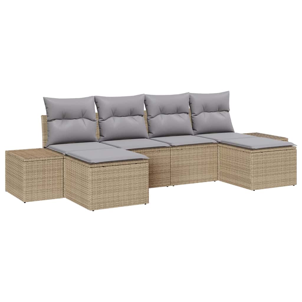 Kerti Kanapé Szett 4 pcs Beige és Világosszürke polirattan