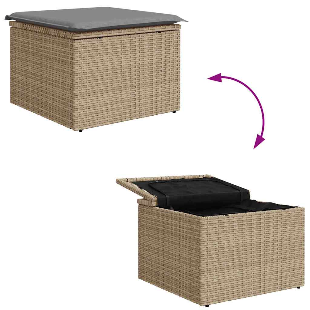 Kerti Kanapé Szett 4 pcs Beige és Világosszürke polirattan