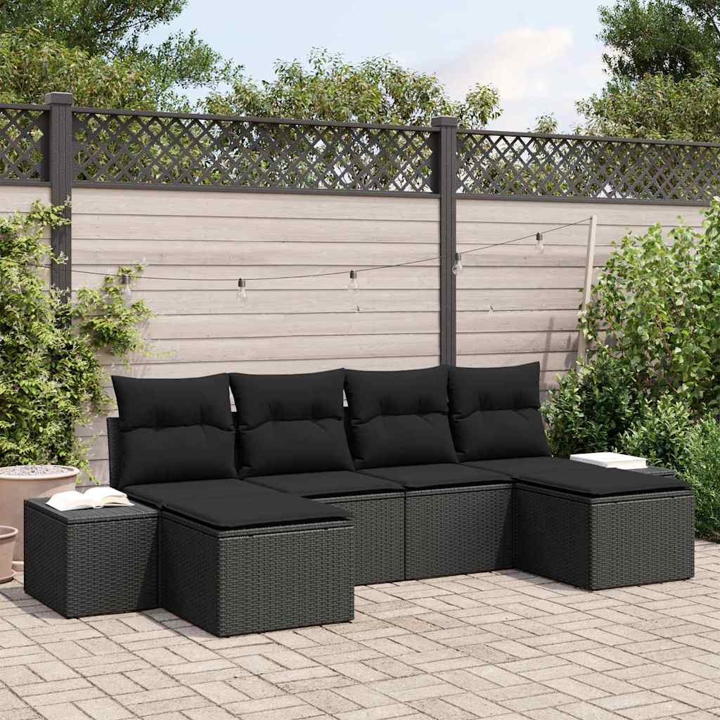 Kerti Kanapé Szett párnával tárolóval 4 pcs Fekete polirattan