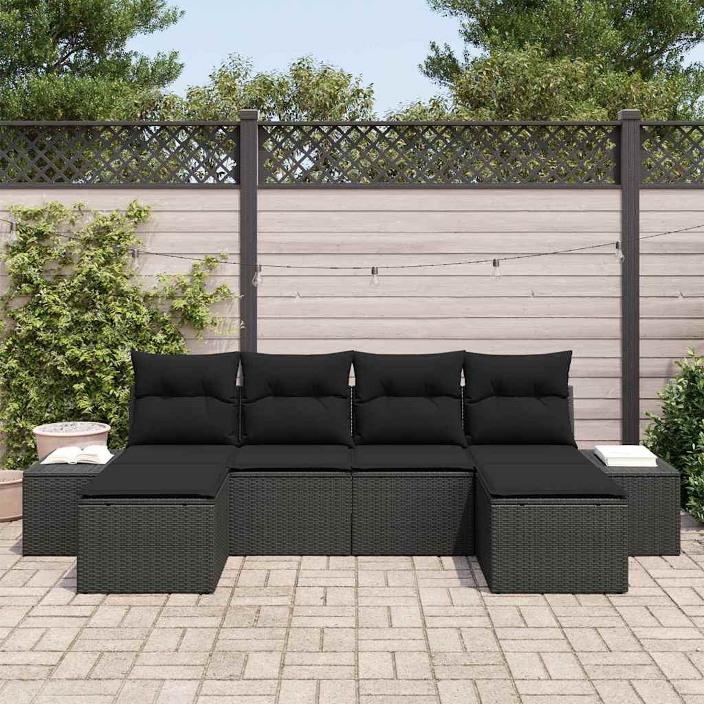 Kerti Kanapé Szett párnával tárolóval 4 pcs Fekete polirattan