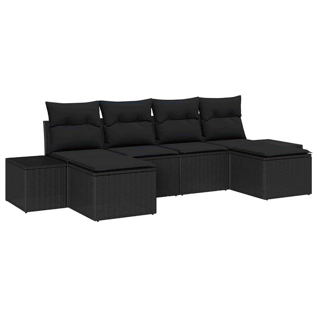 Kerti Kanapé Szett párnával tárolóval 4 pcs Fekete polirattan