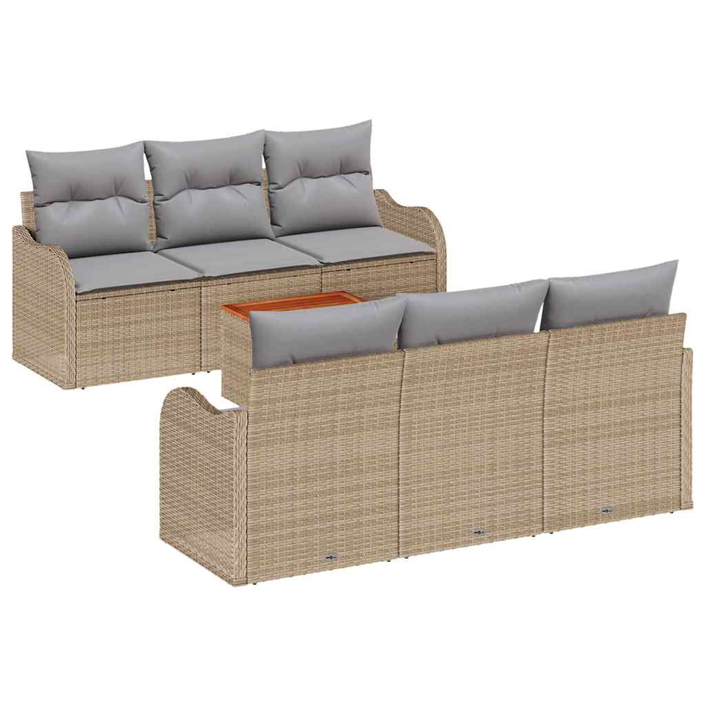 Kerti Kanapé Szett 7 pcs Beige és Világosszürke polirattan