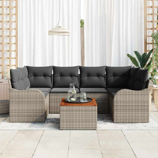 Kerti Kanapé Szett tárolóval 7 pcs Szürke polirattan