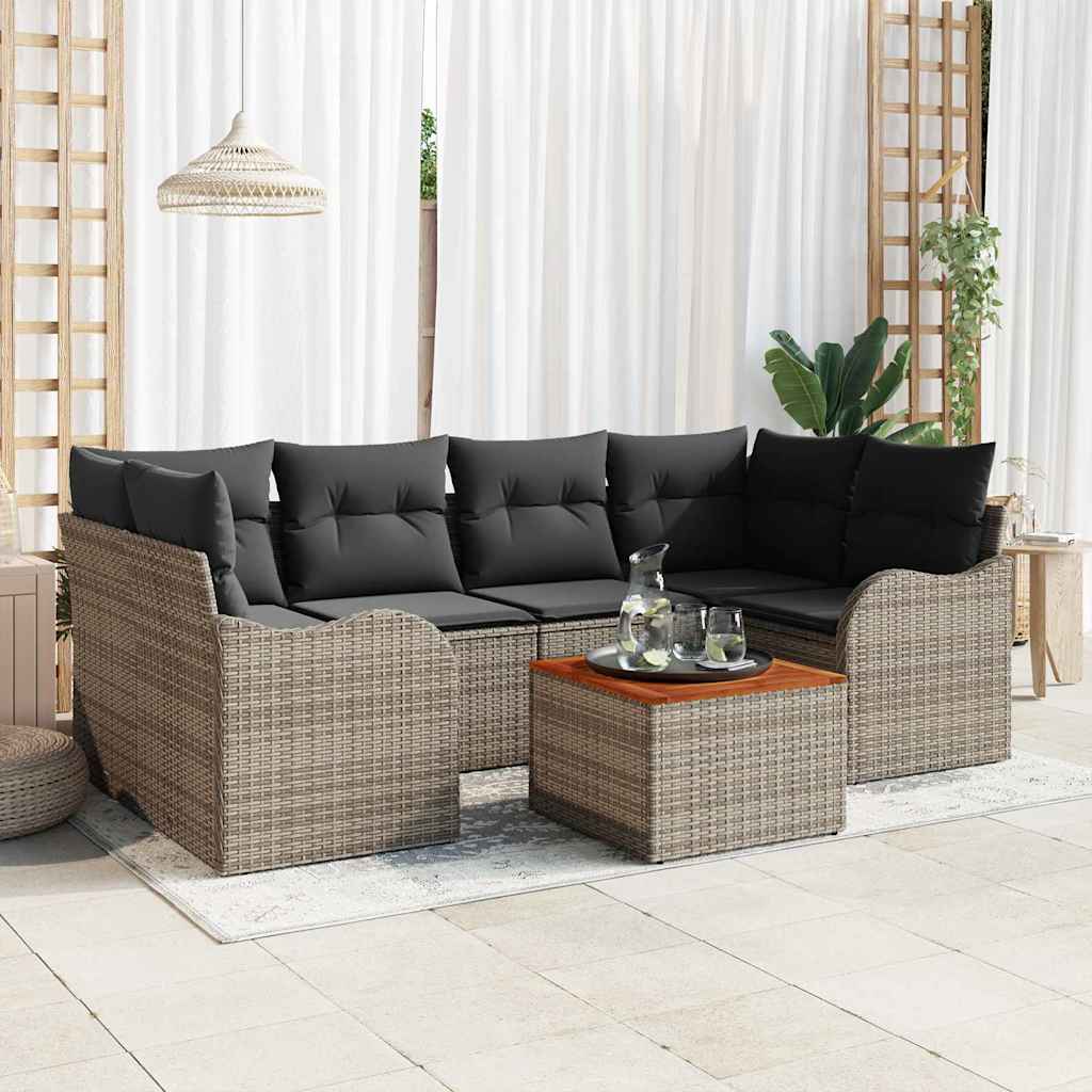 Kerti Kanapé Szett tárolóval 7 pcs Szürke polirattan