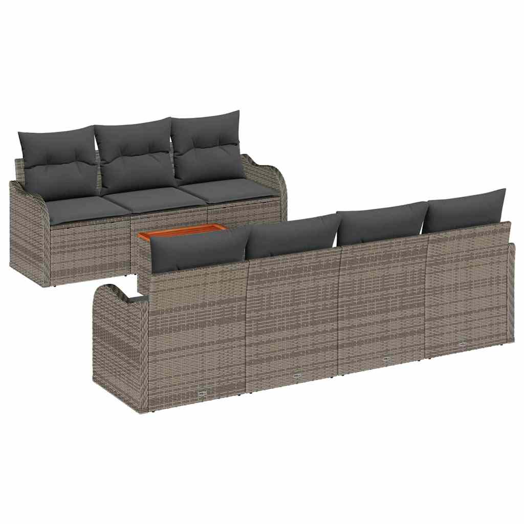 Kerti Kanapé Szett tárolóval 8 pcs Szürke polirattan