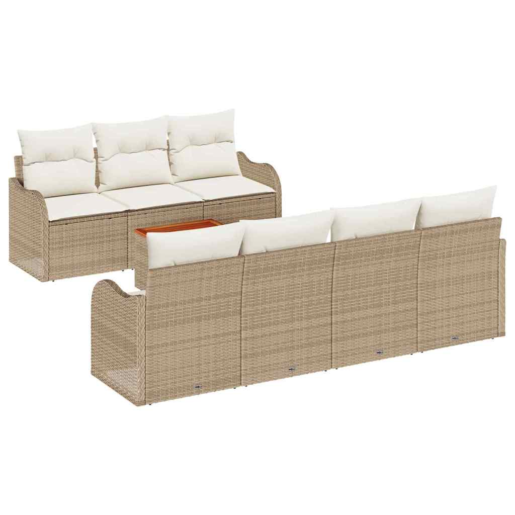 Kerti Kanapé Szett tárolóval 8 pcs Beige és krém polirattan