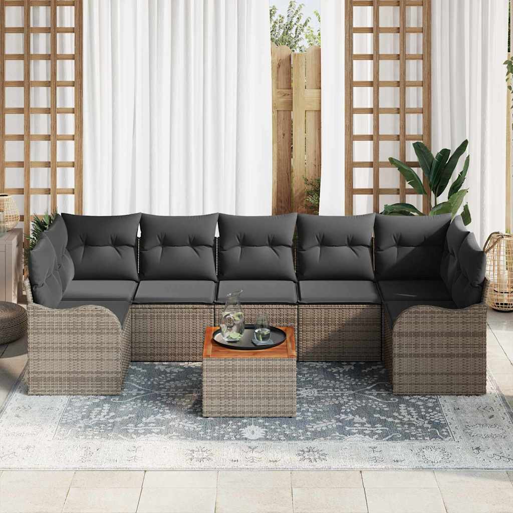 Kerti Kanapé Szett tárolóval 8 pcs Szürke polirattan