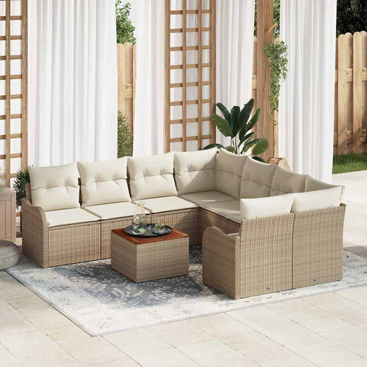Kerti Kanapé Szett tárolóval 9 pcs Beige és krém polirattan