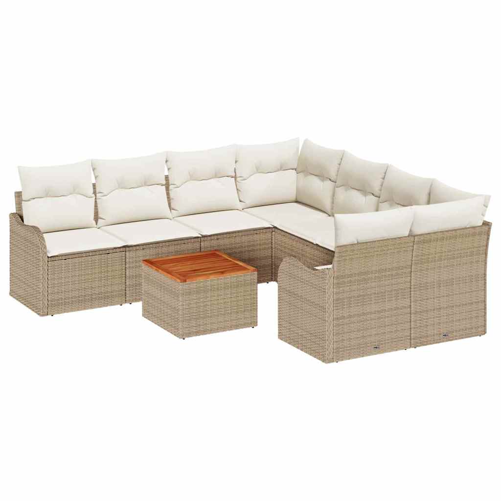Kerti Kanapé Szett tárolóval 9 pcs Beige és krém polirattan