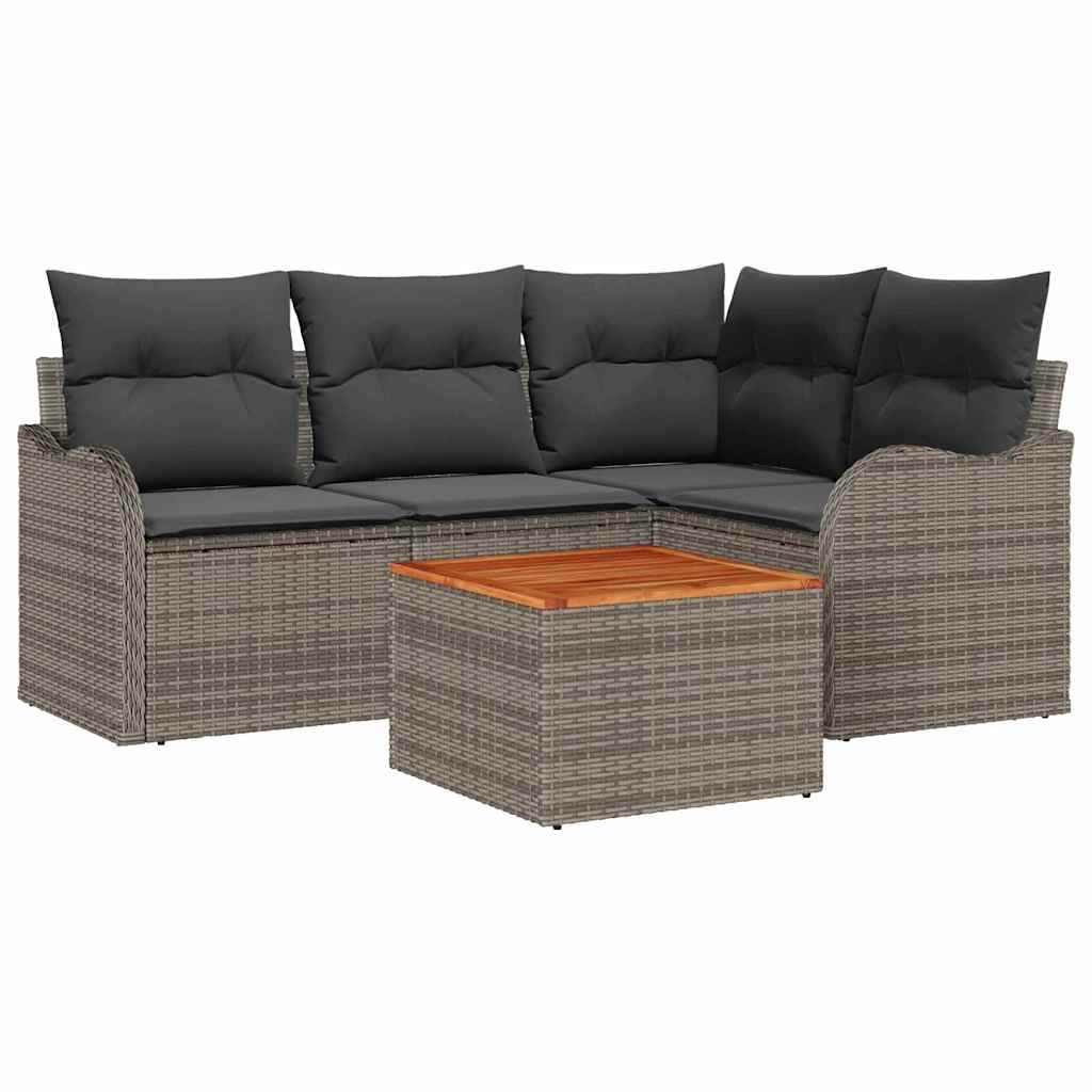 Kerti Kanapé Szett tárolóval 5 pcs Szürke polirattan