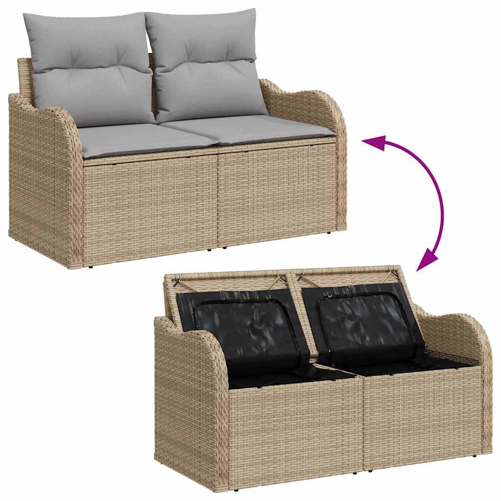 Kerti Kanapé Szett 5 pcs Beige és Világosszürke polirattan