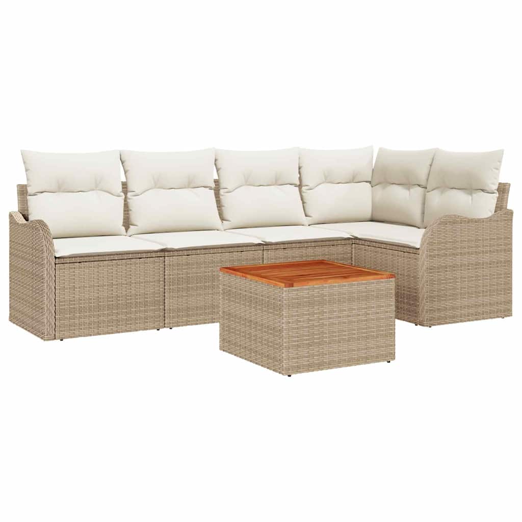 Kerti Kanapé Szett tárolóval 6 pcs Beige és krém polirattan