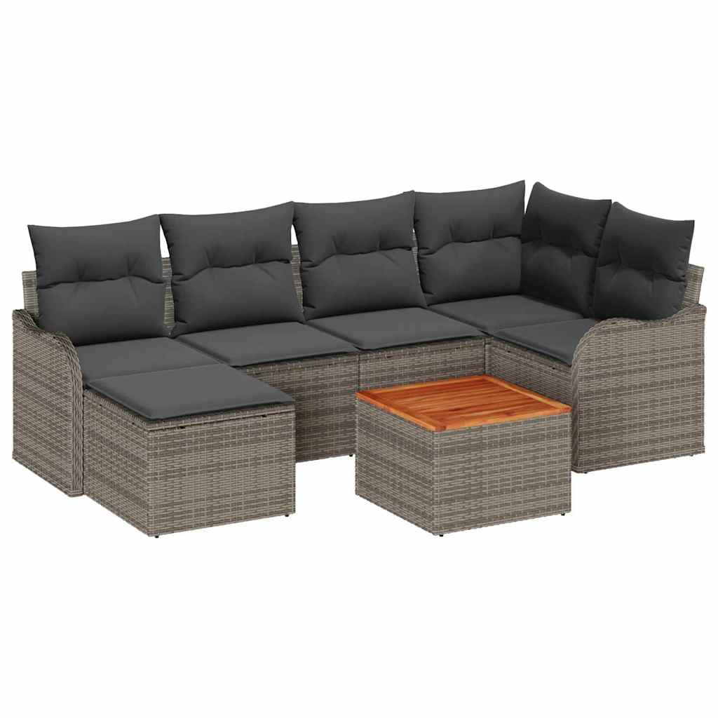 Kerti Kanapé Szett tárolóval 7 pcs Szürke polirattan