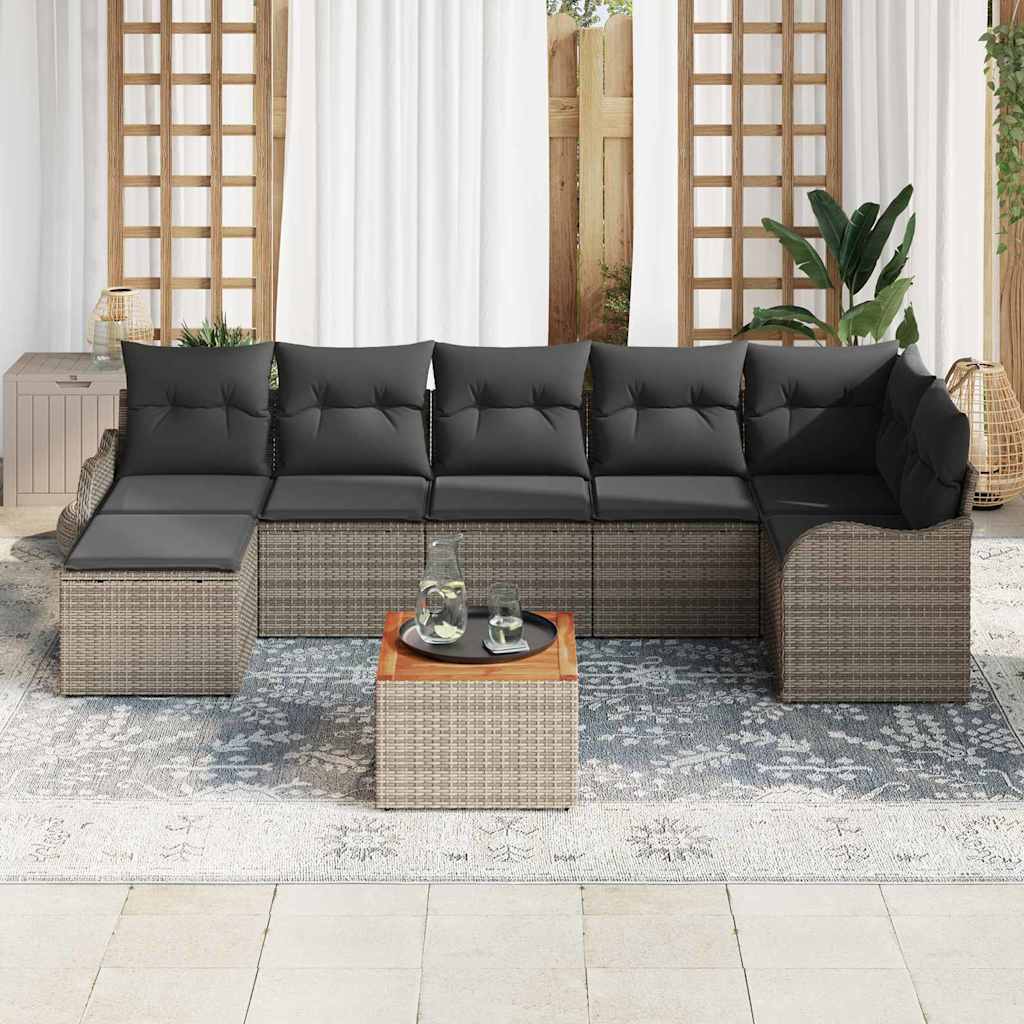 Kerti Kanapé Szett tárolóval 8 pcs Szürke polirattan