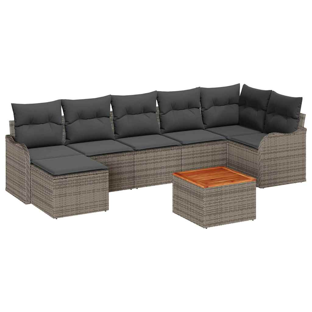 Kerti Kanapé Szett tárolóval 8 pcs Szürke polirattan