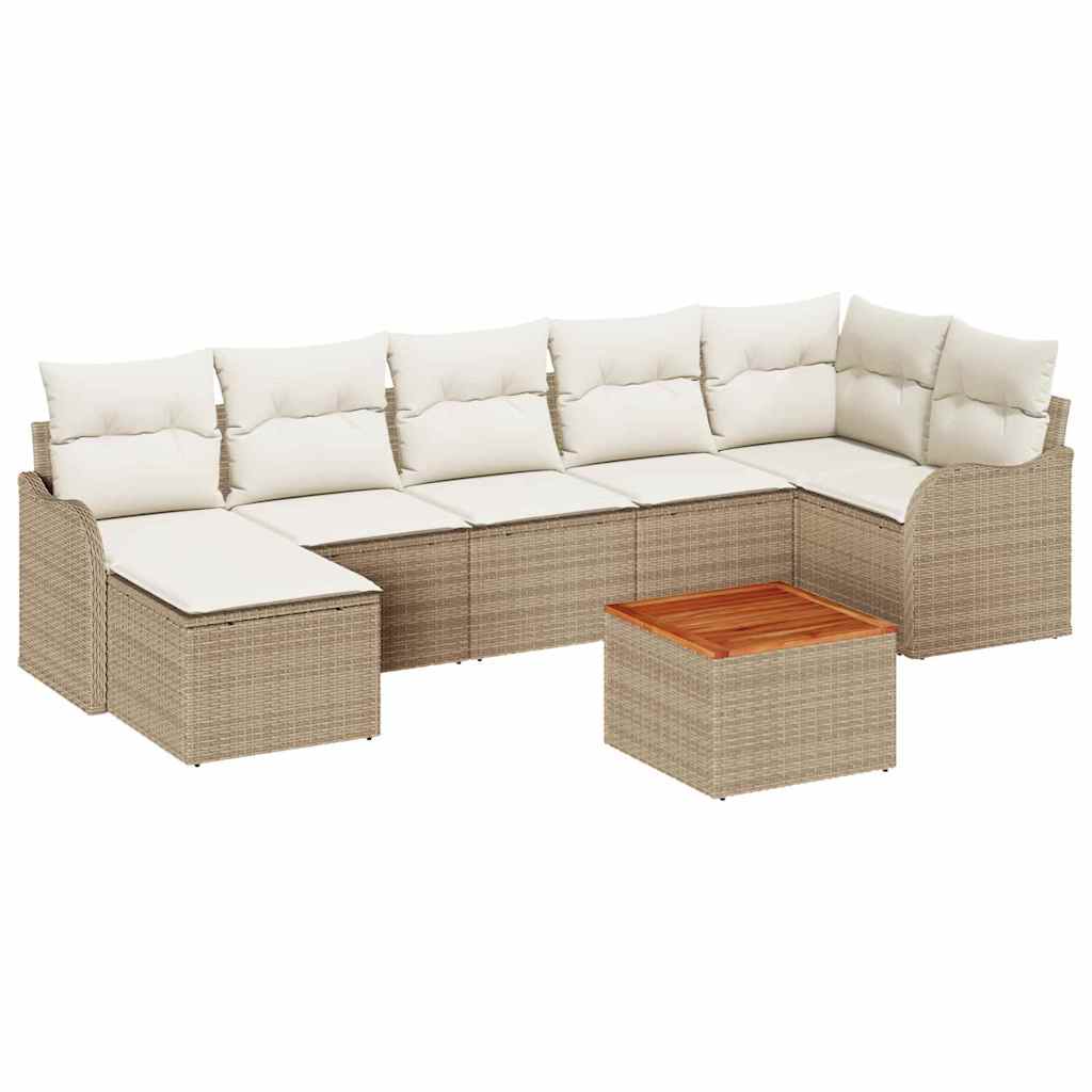 Kerti Kanapé Szett tárolóval 8 pcs Beige és krém polirattan